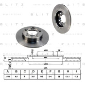 Диск тормозной Blitz, задний, арт. BS0168