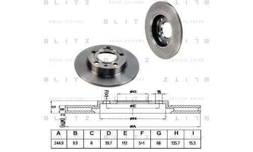 Диск тормозной Blitz, задний, арт. BS0168