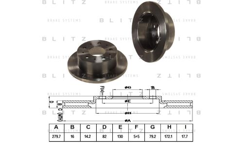 Диск тормозной Blitz, задний, арт. BS0175