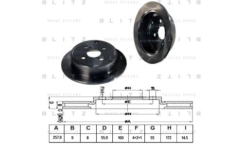 Диск тормозной Blitz, задний, арт. BS0181