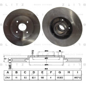 Диск тормозной Blitz, задний, правый/левый, 1 шт, арт. BS0188