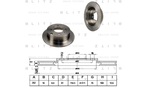 Диск тормозной Blitz, задний, правый/левый, 1 шт, арт. BS0190