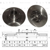 Диск тормозной Blitz, задний, правый/левый, 1 шт, арт. BS0195