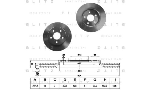 Диск тормозной Blitz, задний, арт. BS0201