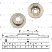 Диск тормозной Blitz, задний, арт. BS0242
