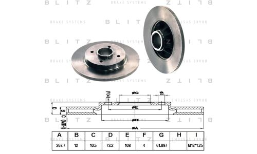 Диск тормозной Blitz, передний, арт. BS0259
