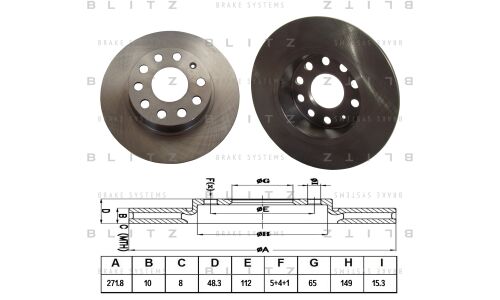 Диск тормозной Blitz, задний, арт. BS0318