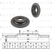 Диск тормозной Blitz, задний, арт. BS0337