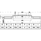 Диск тормозной Blitz, задний, арт. BS0183