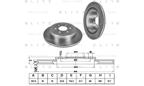 Диск тормозной Blitz, задний, арт. BS0352