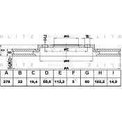 Диск тормозной Blitz, задний, арт. BS0396