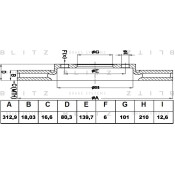 Диск тормозной Blitz, передний, арт. BS0124
