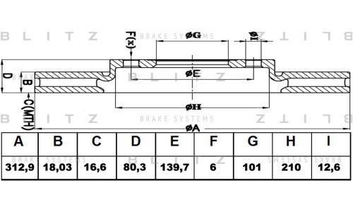 Диск тормозной Blitz, передний, арт. BS0124