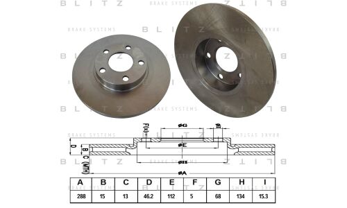 Диск тормозной Blitz, передний, арт. BS0128