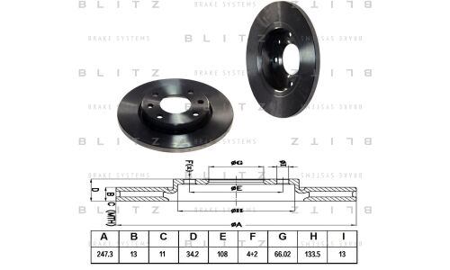 Диск тормозной Blitz, передний, арт. BS0161