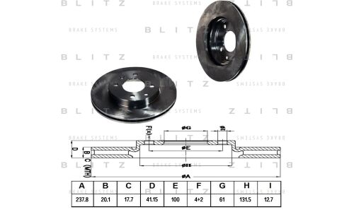 Диск тормозной Blitz, передний, арт. BS0108