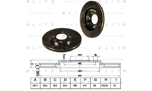 Диск тормозной Blitz, передний, арт. BS0117