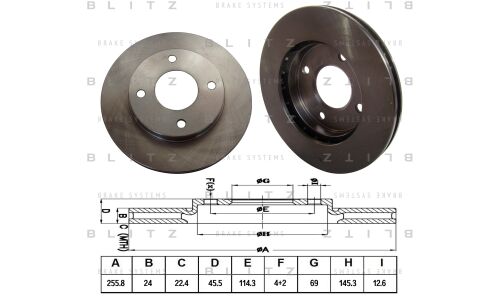 Диск тормозной Blitz, передний, арт. BS0127