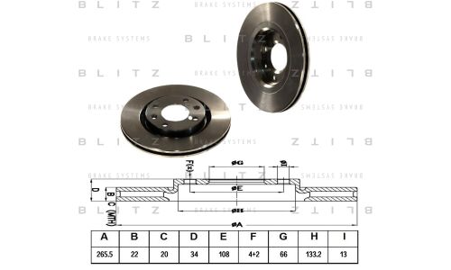 Диск тормозной Blitz, передний, арт. BS0135