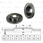 Диск тормозной Blitz, передний, арт. BS0154