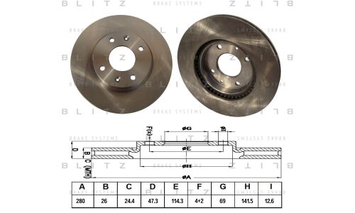 Диск тормозной Blitz, передний, арт. BS0218