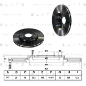 Диск тормозной Blitz, передний, арт. BS0219