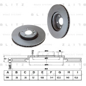 Диск тормозной Blitz, передний, арт. BS0226