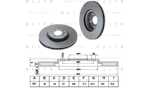 Диск тормозной Blitz, передний, арт. BS0226