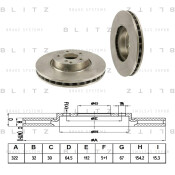 Диск тормозной Blitz, передний, арт. BS0268