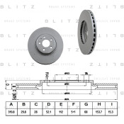 Диск тормозной вентилируемый | перед Blitz, арт. BS0283