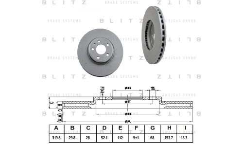 Диск тормозной вентилируемый | перед Blitz, арт. BS0283