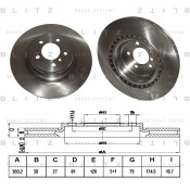 Диск тормозной Blitz, передний, арт. BS0297