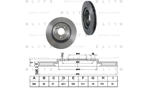 Диск тормозной Blitz, передний, арт. BS0302
