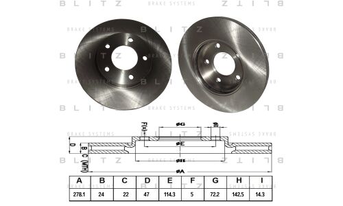 Диск тормозной Blitz, передний, арт. BS0314