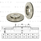Диск тормозной Blitz, передний, арт. BS0316