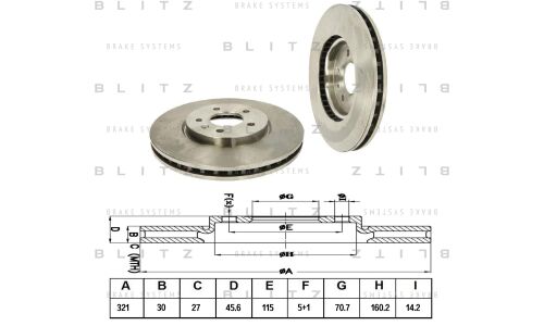 Диск тормозной Blitz, передний, арт. BS0316