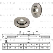 Диск тормозной Blitz, передний, арт. BS0317