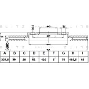 Диск тормозной Blitz, передний, арт. BS0323