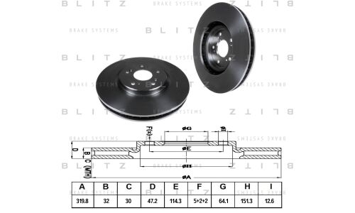 Диск тормозной Blitz, передний, арт. BS0326