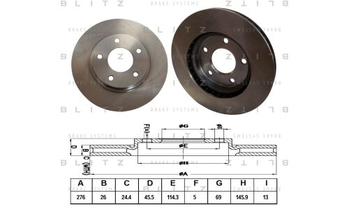 Диск тормозной Blitz, передний, арт. BS0334