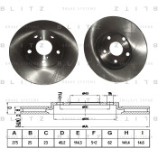Диск тормозной Blitz, передний, арт. BS0356