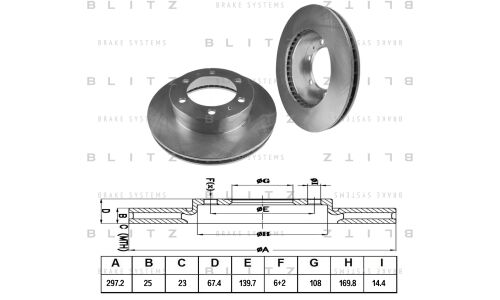 Диск тормозной Blitz, передний, арт. BS0376