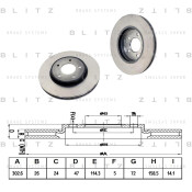 Диск тормозной Blitz, передний, арт. BS0384