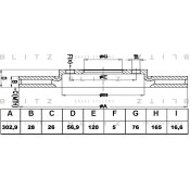 Диск тормозной Blitz, передний, арт. BS0414