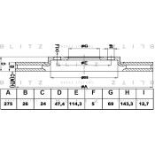 Диск тормозной Blitz, передний, арт. BS0444