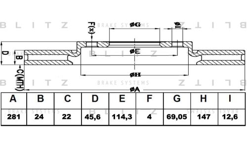 Диск тормозной Blitz, передний, арт. BS0123