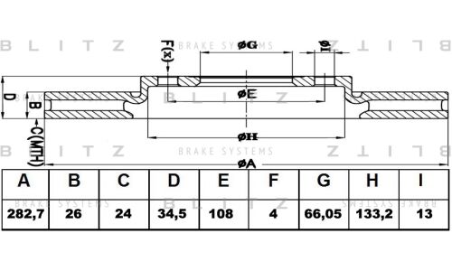 Диск тормозной Blitz, передний, арт. BS0167