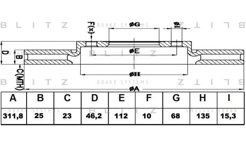 Диск тормозной Blitz, передний, арт. BS0173