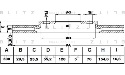 Диск тормозной Blitz, передний, арт. BS0212