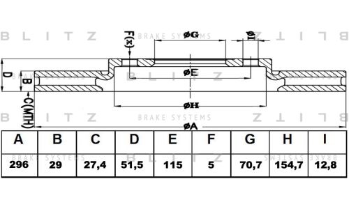 Диск тормозной Blitz, передний, арт. BS0227
